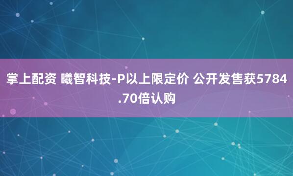 掌上配资 曦智科技-P以上限定价 公开发售获5784.70倍认购