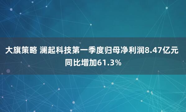 大旗策略 澜起科技第一季度归母净利润8.47亿元 同比增加61.3%